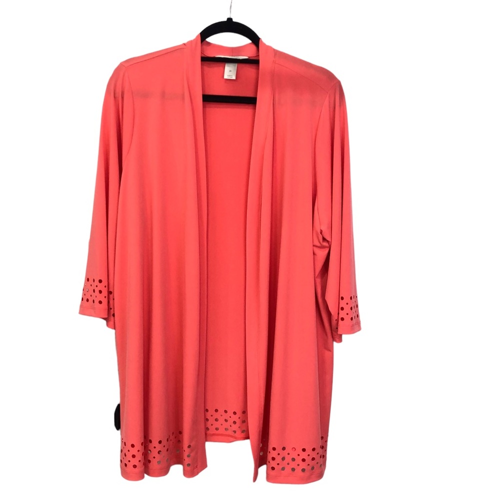 CJ Banks 3/4 sleeve open front apricot topper